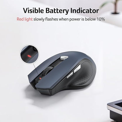 acer Wireless Mouse for Laptop, 2.4GHz Computer Mouse 3 Adjustable DPI Office Cordless USB Mice with USBA Receiver, 6 Buttons, 1600 DPI, Medium to Large Sized Hands Compatible with PC, Laptop, Desktop