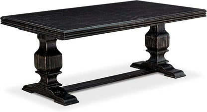 NKCY9-SBB-33 9-Piece Kitchen Table Set Includes a Dining Table and 8 Brown Textured Polyester Fabric Dinner Chairs with High Back, 44x100 Inch, Sand Blasting Black