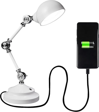 OttLite Revive LED Desk Lamp, White – 3 Brightness Settings, Touch Activated Controls, Three Adjustable Knobs, USB Charging Port, ClearSun LED Technology