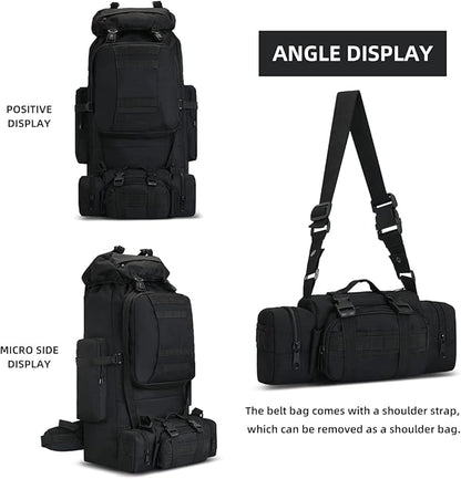 100L Camping Hiking Backpack,Molle military Tactical rucksack backpack,Waterproof Lightweight Hiking Backpack (Black)