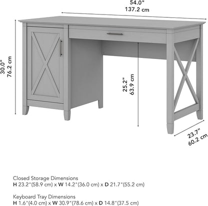 Bush Furniture Key West Computer Desk with Storage Farmhouse PC Table for Home Office in Cape Cod Gray 54W x 24D