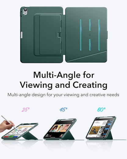 ESR for iPad A16 Case, iPad 11th/10th Generation Case (2025/2022), Vertical Stand Cover, Multi Stand Angles, Ultra-Stable Cover with Pencil Holder, Flip Series, Green