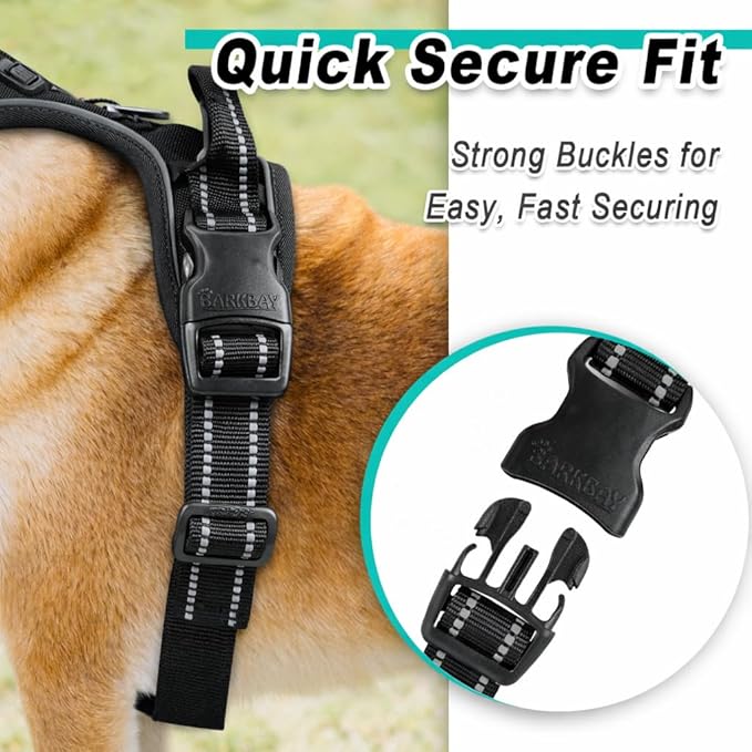 BARKBAY Dog Harness No Pull Mesh for Large Dogs - Adjustable, Reflective, Comfortable, No Choke, Heavy-Duty - Perfect for Outdoor Training, Walking, and Hiking - Strong & Durablee - XL & Black Mesh