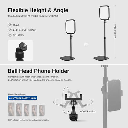 NEEWER Basics 2 Pack 10.8" Video Conference Lighting with Desk Stands/Phone Holders, 15W Bi Color Edge Lit Full Screen Light CRI95+ for Computer Laptop Webcam Zoom Calls Streaming Recording, L220