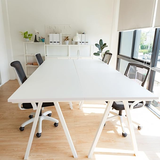 Kaboon White Table Top 23.62" D x 59.1" W, Solid One-Piece Desktop, Universal Wood Countertop, Reversible Laminate Top, Double Desks, L-Desk DIY, for Home and Commercial