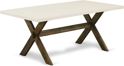 East West Furniture X727MZ748-5 5 Piece Dining Room Furniture Set Includes a Rectangle Dining Table with X-Legs and 4 Coffee Linen Fabric Upholstered Chairs, 40x72 Inch, Multi-Color