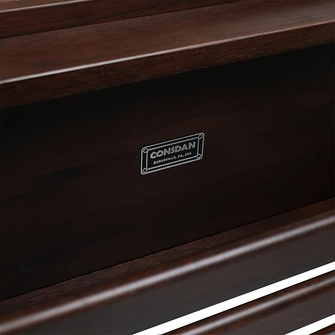 CONSDAN Wood Shoe Bench Rack, USA Grown Hickory, Entryway Bench with Shoe Storage, Mud Room Bathroom, Front Door, Outdoor/Indoor, Dark Walnut(Black)