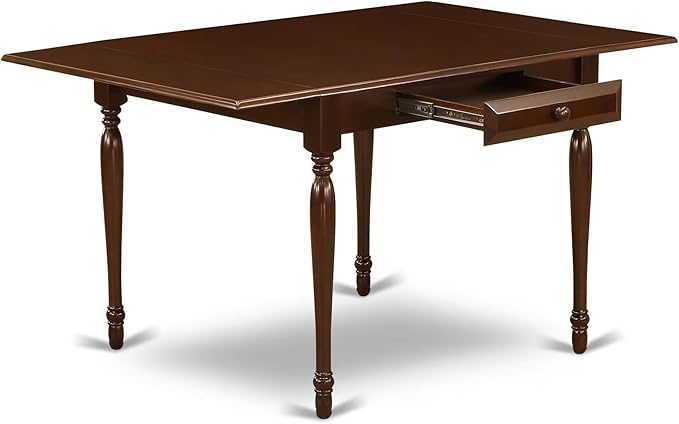East West Furniture MZCL5-MAH-C 5 Piece Kitchen Table & Chairs Set Includes a Rectangle Dining Room Table with Dropleaf and 4 Linen Fabric Upholstered Chairs, 36x54 Inch, Mahogany