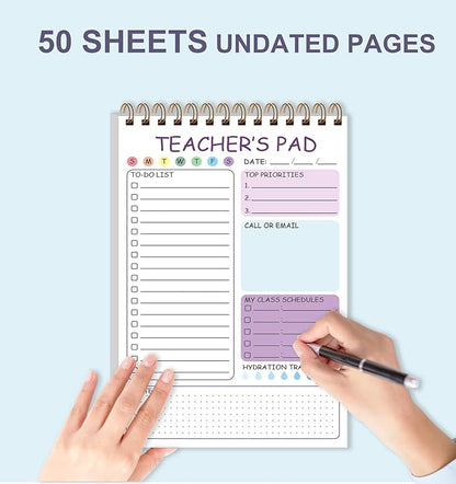 Teacher Notepad - Teacher To Do List Notepad, Spiral Checklist Notebook Organizer for Teachers Notes Task Appointment, Teacher Appreciation Gifts, 5.8'' x 8.3'', Purple