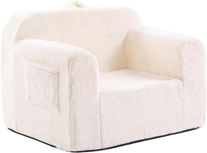 Toddler Chair Plush Couch, Comfy Kids Sofa Lounger for Bedroom, Convertible Couch for Girls & Boys, Reading Chair