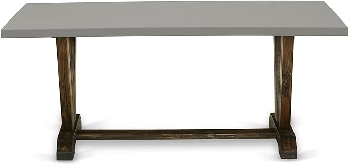 East West Furniture V797VE703-6 6 Piece Dining Table Set Contains a Rectangle Dining Room Table with V-Legs and 4 Brown Linen Fabric Parson Chairs with a Bench, 40x72 Inch, Multi-Color