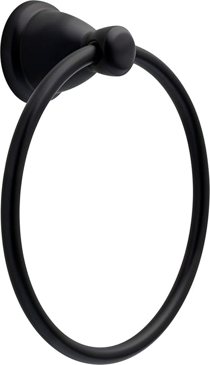 Franklin Brass Kinla 5-Piece Bathroom Set Matte Black 18" and 24" Towel Bar Racks, Toilet Paper Holder, Ring, Hook KIN5PC-MB