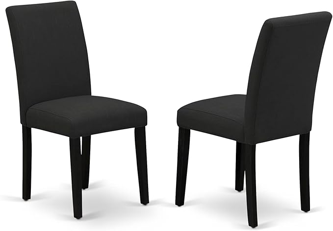 East West Furniture V627AB624-5 5 Piece Dining Set Includes a Rectangle Dining Room Table with V-Legs and 4 Black Color Linen Fabric Upholstered Parson Chairs, 40x72 Inch, Multi-Color