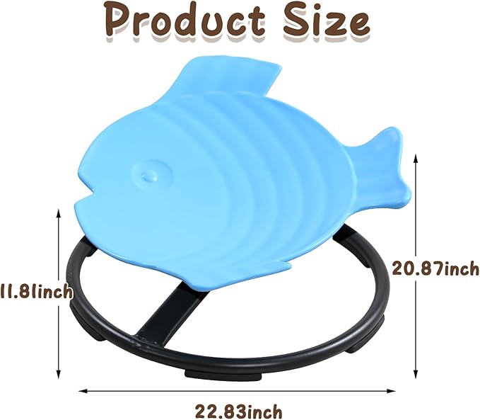 Sensory Spinning Chair for Kids with Autism, Fish-Shaped 360° Swivel Seat, Toddler Sit and Spin ADHD Chair for Autistic Children 3+, Sensory Room Must Haves, Improves Balance & Motion Relief (Blue)