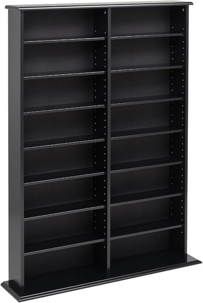 Prepac 2 Column Display Cabinet Media Storage, Double Width Wall, Black