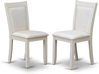 East West Furniture V077MZ001-7 7 Piece Kitchen Table Set Consist of a Rectangle Dining Table with V-Legs and 6 Cream Linen Fabric Parson Dining Room Chairs, 40x72 Inch, Multi-Color