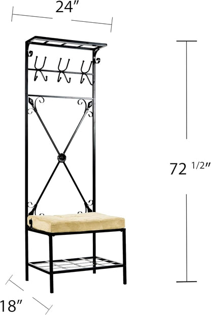 SEI Furniture Dovanti Entryway Storage Rack/Bench Seat, Black
