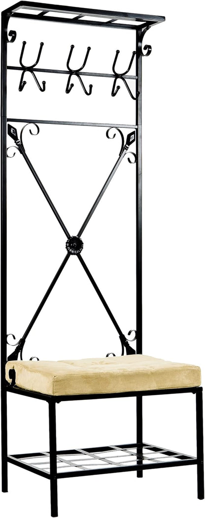 SEI Furniture Dovanti Entryway Storage Rack/Bench Seat, Black