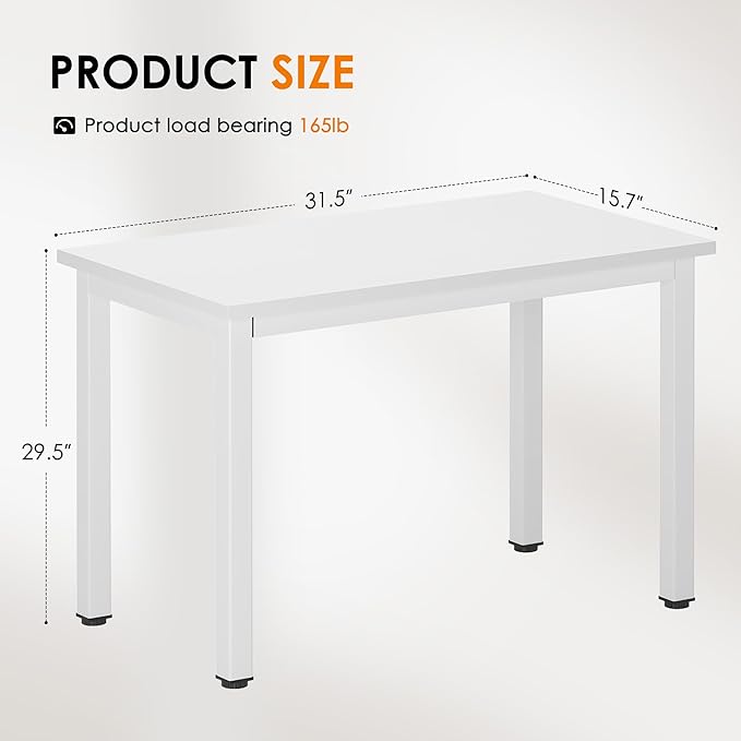 DlandHome Computer Desk, 31.5 inch Modern Simple Desk Computer Table Study Writing Desk for Home Office, White