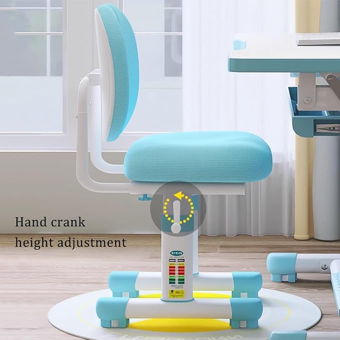 Kids Study Table and Chair Set Pink Adjustable Art Desk for Bedroom Girls Study Table with Large Writing Board Bookshelf and Drawer Kids Functional Desk and Chair Set with LED Light