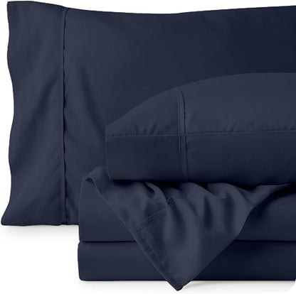 Bare Home Twin Sheet Set - 1800 Ultra-Soft Microfiber Twin Bed Sheets - Double Brushed - Deep Pockets - Easy Fit - Extra Soft - 3 Piece Set - Bedding Sheets & Pillowcases (Twin, Midnight Blue)
