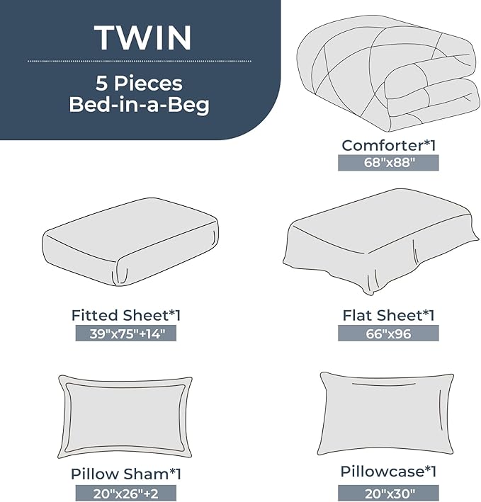 HEVUMYI Red Twin Comforter Set - 5-Piece All Season Bed in a Bag Twin, Ultra Soft Bedding Set with Comforter, Flat Sheet, Fitted Sheet, Pillowcases, Pillow Shams