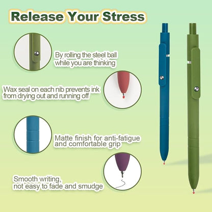 Gel Pens 6-Pack Quick-Dry Smudge-Resistant Ink, Writing Tools for School, Office, Creative Projects | Aesthetic Gift Set for Students/Teachers/Nurses/Professionals (Vintage-6PCS)