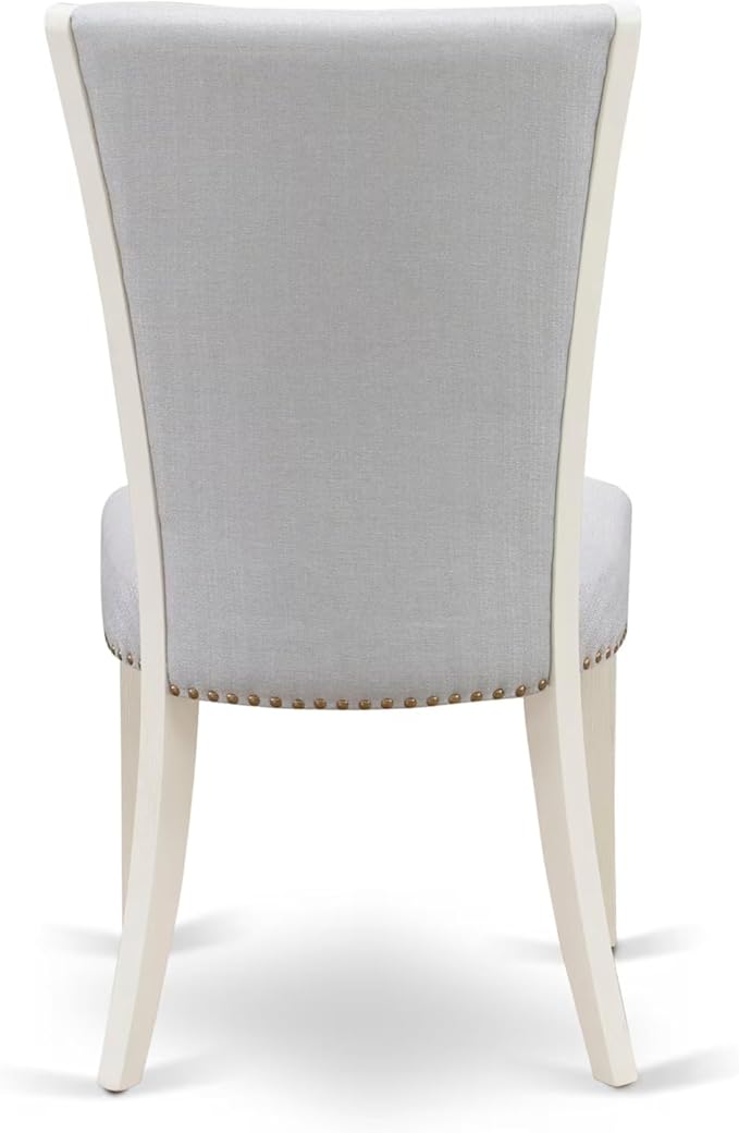 East West Furniture V027VE005-5 5 Piece Dinette Set for 4 Includes a Rectangle Dining Room Table with V-Legs and 4 Grey Linen Fabric Upholstered Parson Chairs, 40x72 Inch, Multi-Color