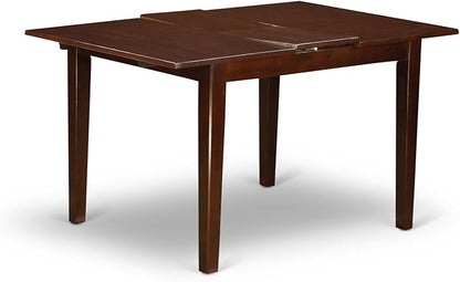 East West Furniture NOCE3-MAH-10 3 Piece Small Dinette Set Contains a Rectangle Butterfly Leaf Dining Table and 2 Dahlia Linen Fabric Upholstered Chairs, 32x54 Inch, Mahogany