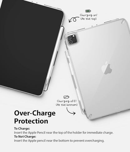 Ringke Fusion [Case + Pencil Holder] Compatible with iPad Pro 11 Inch Case (4th 2022, 3rd 2021, 2nd 2020, 1st 2018) Transparent Hard Back Shockproof Double Air Pocket Bumper - Clear