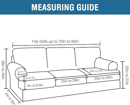 H.VERSAILTEX Sofa Cover 4 Piece T Cushion Sofa Slipcovers Couch Cover Furniture Protector Stretch T Cushion Sofa Covers for 3 Cushion Couch with 3 Individual T Cushion Covers, Ivory