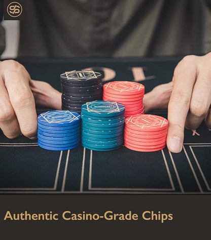 SLOWPLAY Nash Ceramic Poker Chips in Bulk, Casino Grade Ceramic 10-Gram Poker Chip for Texas Hold'em, 39mm Professional Chips Pack of 50 with Denomination of 500