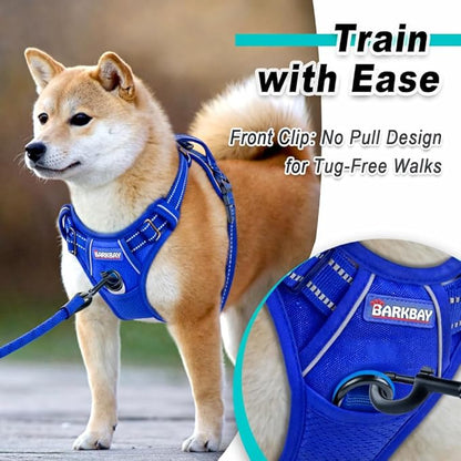 BARKBAY Dog Harness No Pull Mesh for Small Dogs - Adjustable, Reflective, Comfortable, No Choke, Heavy-Duty - Perfect for Outdoor Training, Walking, and Hiking-Strong&Durable- S & Sapphire Blue Mesh