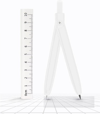 LABANCA 8 Pcs Compass Set with Protractor Rulers Pencil for Math Geometry (07734 White)