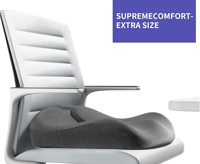SupremeComfort X-Large Gel Infused High Density Foam Seat Cushion for Office Chair, Kitchen Chair, Car Seats- Elevate Your Seating Experience -Pressure Sore and Tailbone Pain Relief