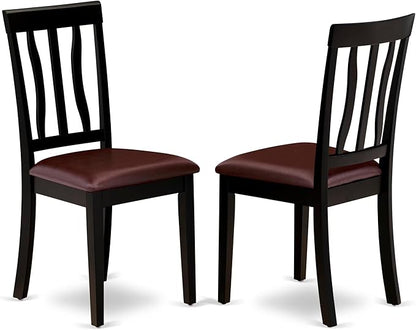 East West Furniture LGAN7-BLK-LC 7 Piece Kitchen Table Set Consist of a Rectangle Dining Table with Butterfly Leaf and 6 Faux Leather Dining Room Chairs, 42x84 Inch, Black