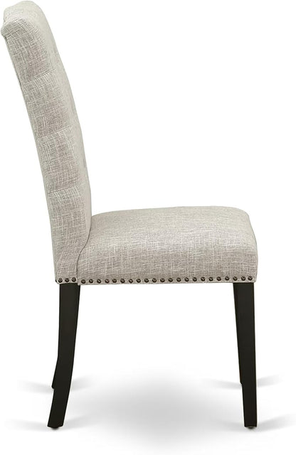 East West Furniture V627EL635-6 6 Piece Dining Table Set Contains a Rectangle Dining Room Table with V-Legs and 4 Doeskin Linen Fabric Parson Chairs with a Bench, 40x72 Inch, Multi-Color