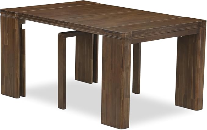 X02DA-2C8-12 6-Pc Dining Set Includes an Extendable Rectangle Kitchen Table, 1 Coffee Table, 2 Polyester Dining Chairs and 2 Modern Benches, 39x120 Inch, Antique Walnut