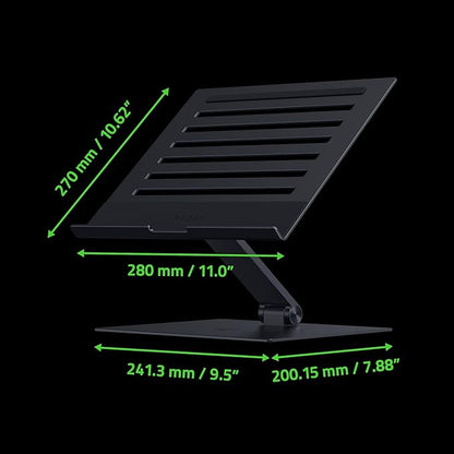 Razer Adjustable Laptop Stand: Supports Phones, Tablets, Laptops, Macbooks up to 18" - Adjust Height and Tilt - Durable Aluminum Construction - Vented Design - Foldable for Storage & Travel - Black