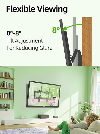 USX Mount Tilting TV Wall Mount Bracket Low Profile for Most 26"-60" LED, LCD, Flat Television, TV Bracket Tilt Mount for VESA 400x400mm- Up to 99lbs, Quick Lock and Release Fits 12" 16" Stud