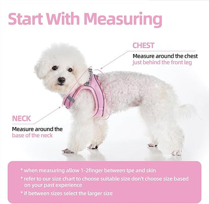 Sparkly Dog Harness Small Sized and Leash Set for Small Dogs Cats,Black XS Puppy Harness, Step in Soft Dog Reflective Vest, Breathable Mesh Pet Harness. (Black, XS)