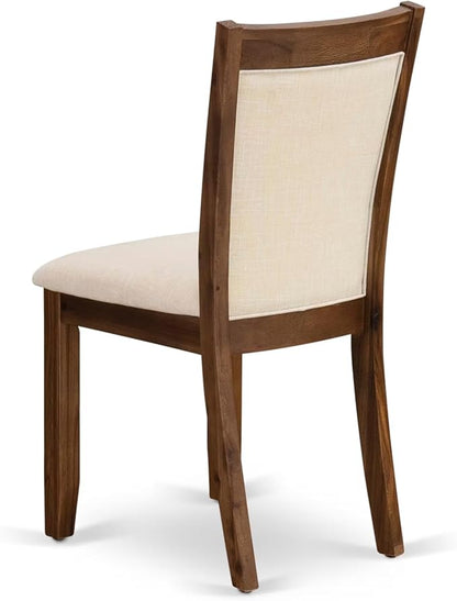 East West Furniture V727MZN32-5 5 Piece Dinette Set Includes a Rectangle Dining Room Table with V-Legs and 4 Light Beige Linen Fabric Parsons Dining Chairs, 40x72 Inch, Multi-Color