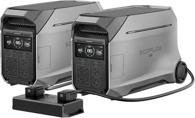 EF ECOFLOW 8kWh Home Battery Backup: 2 DELTA Pro 3 with 50 Amp Hub, 120/240V 8000W AC Output, Solar Generator for Home Use, Camping Accessories, Emergencies, Power Outages, RVs
