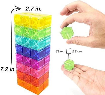 BrainSpark 48PCS Translucent Mulit-Color DigitBlocks Magnetic Building Blocks, Montessori Clear Magnet Cubes for Boys Girls Stacking Block Sets Ages 3-9