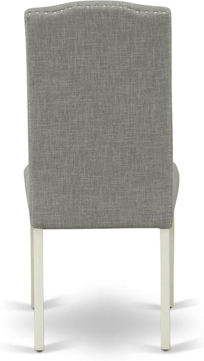 East West Furniture V097EN206-6 6 Piece Kitchen Table Set Contains a Rectangle Dining Table and 4 Dark Shitake Linen Fabric Upholstered Chairs with a Bench, 40x72 Inch, Multi-Color