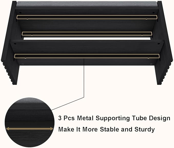 BON AUGURE Storage Bench, Entryway Bench with Shoes Storage, Wooden Benches with Seat Cushion, Shoe Rack Benches for Entry, Entrance, Front Door (Black Oak, 40 Inch Wide)
