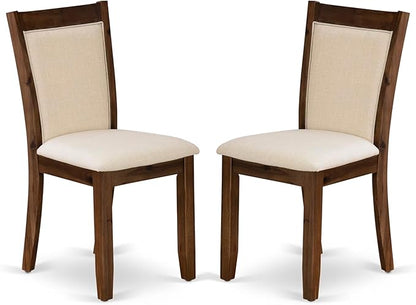 East West Furniture V797MZN32-5 5 Piece Kitchen Table Set Includes a Rectangle Dining Table with V-Legs and 4 Light Beige Linen Fabric Parson Dining Room Chairs, 40x72 Inch, Multi-Color