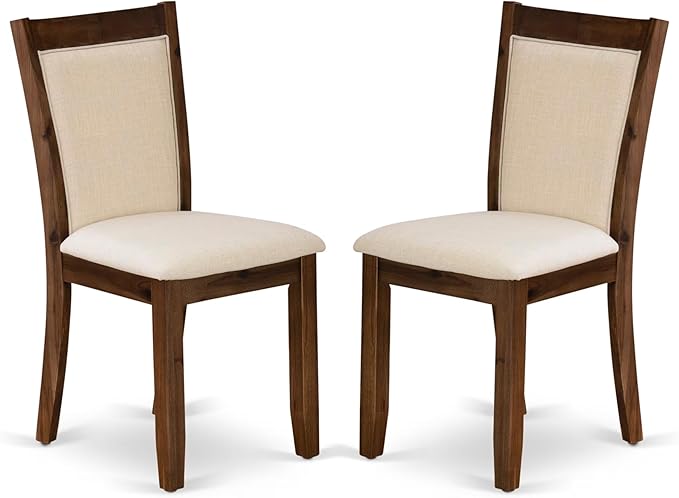 East West Furniture V777MZN32-5 5 Piece Modern Dining Table Set Includes a Rectangle Wooden Table with V-Legs and 4 Light Beige Linen Fabric Upholstered Chairs, 40x72 Inch, Multi-Color