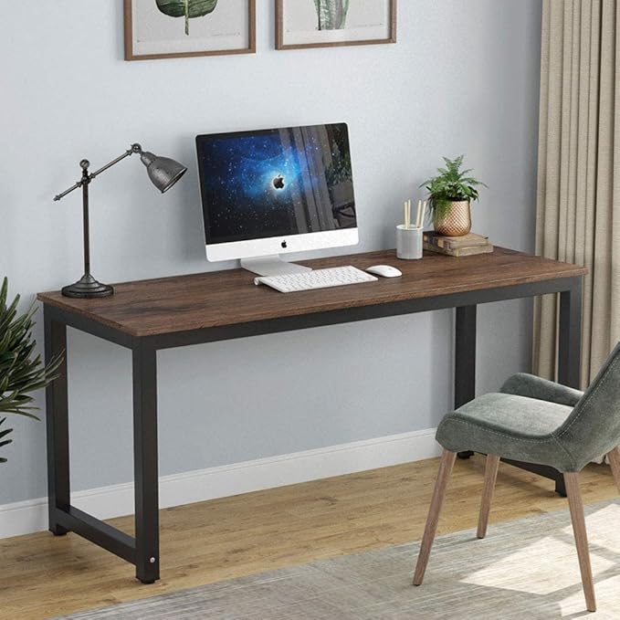 Tribesigns Computer Desk, 63 inch Large Office Desk Computer Table Study Writing Desk Workstation for Home Office, Rustic Brown