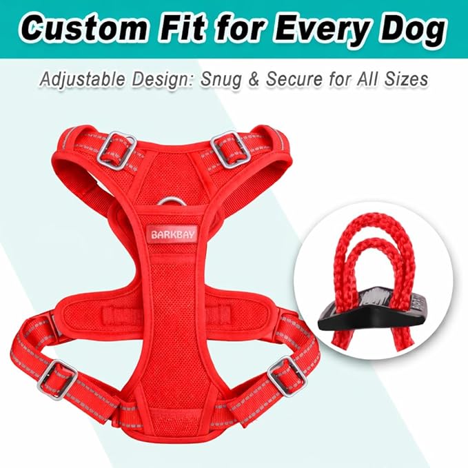 BARKBAY Dog Harness No Pull Mesh for Small Dogs - Adjustable, Reflective, Comfortable, No Choke, Heavy-Duty - Perfect for Outdoor Training, Walking, and Hiking - Strong & Durable - S & Red Mesh